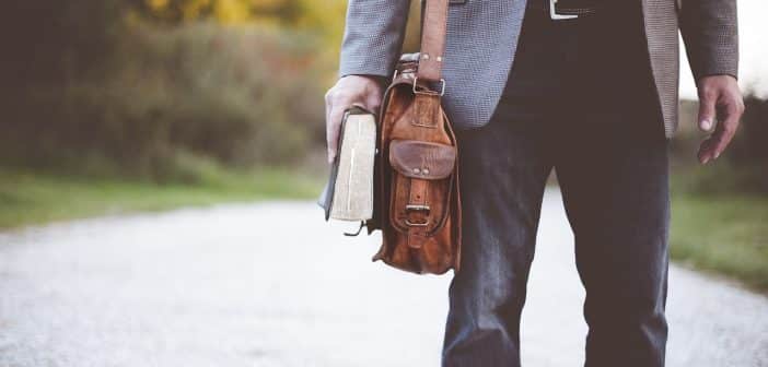 bag, book, man