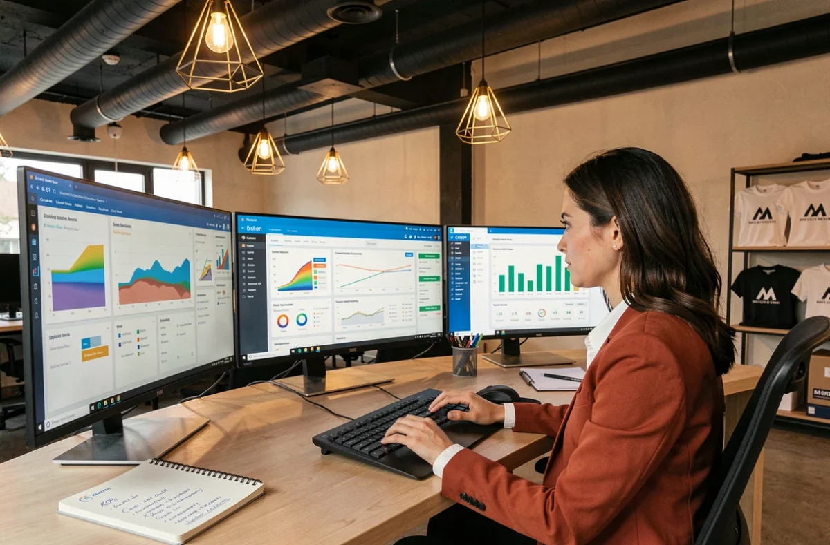 Analyste de l'agence Digitori étudiant des tableaux de bord e-commerce et d'entonnoir de conversion
