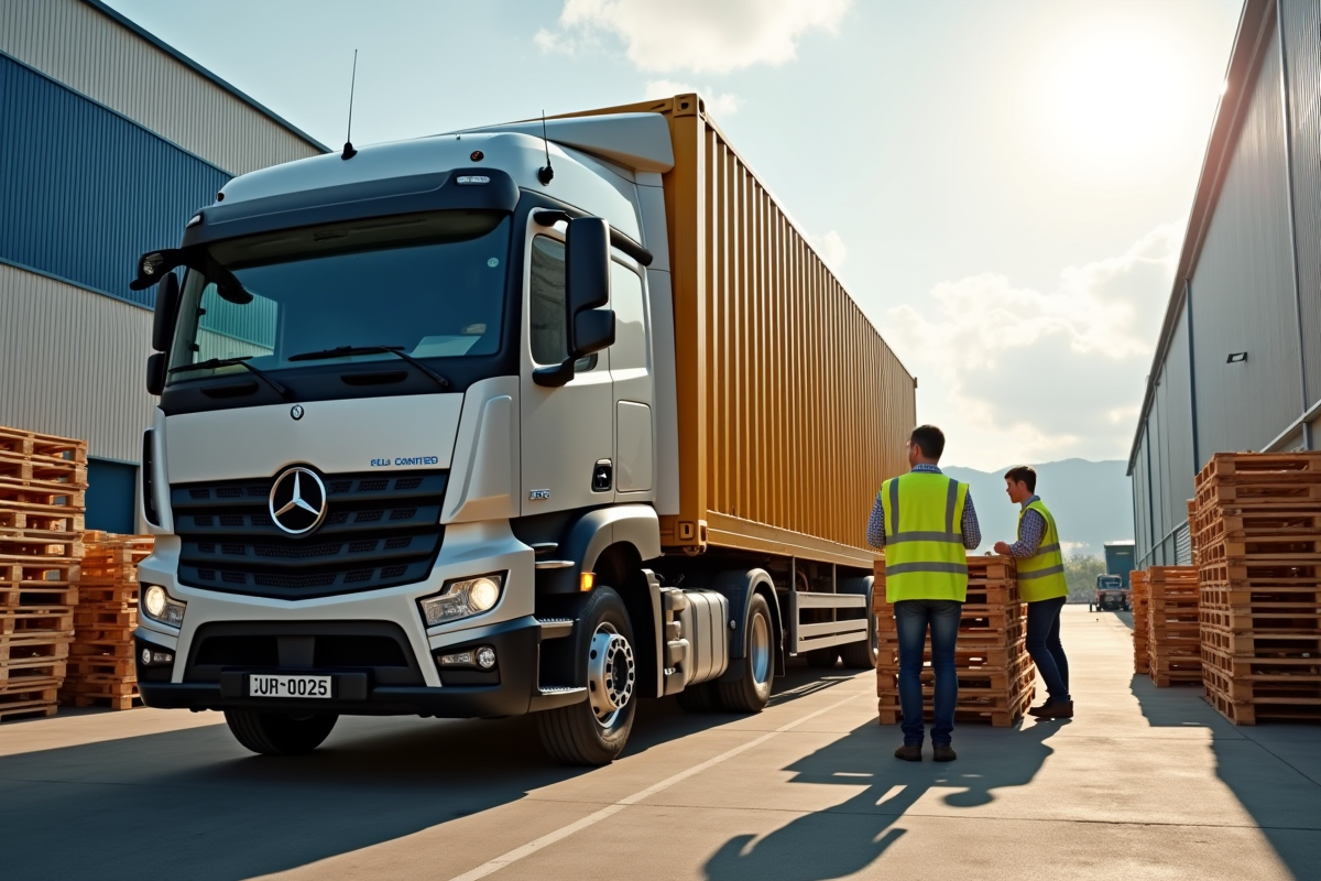 Chargement d un camion de 7 5 tonnes avec des palettes en milieu industriel