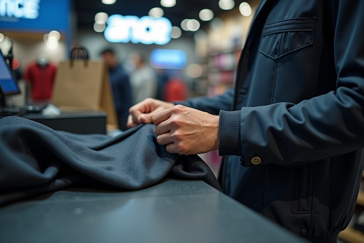 Mains vérifiant la couture d