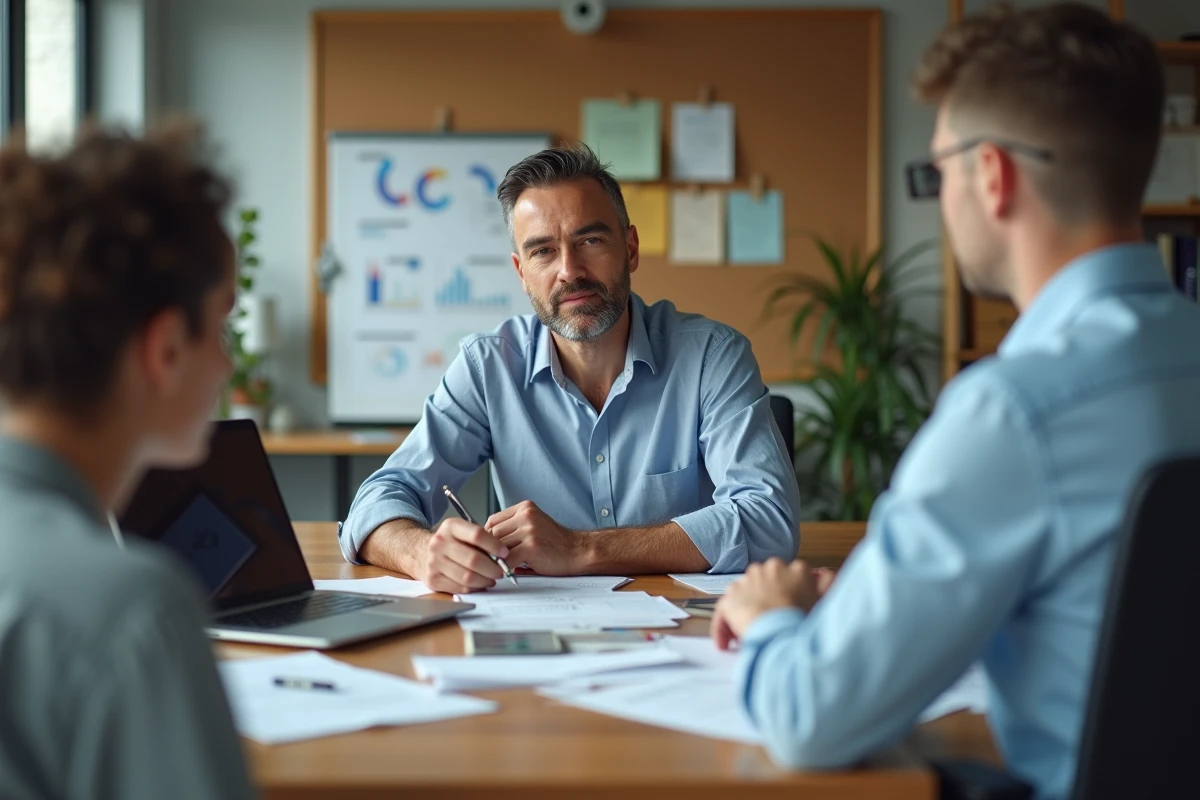 Homme discutant de stratégies Google Ads avec un collègue