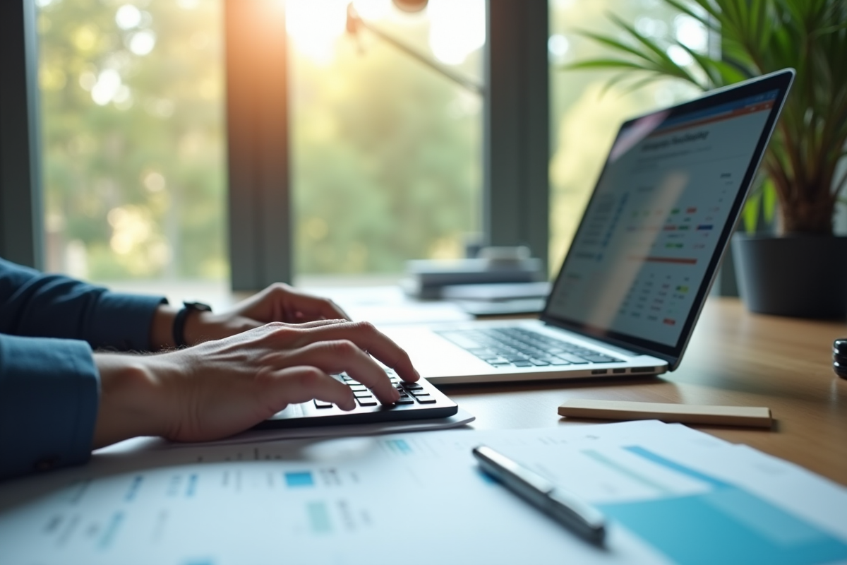 Espace de travail professionnel avec calcul de salaire