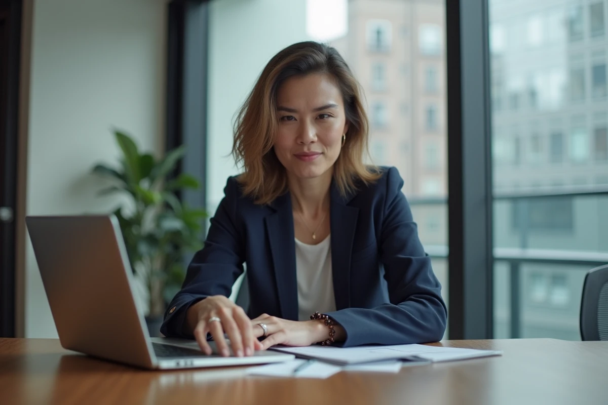 Femme d'affaires en réunion dans un bureau moderne
