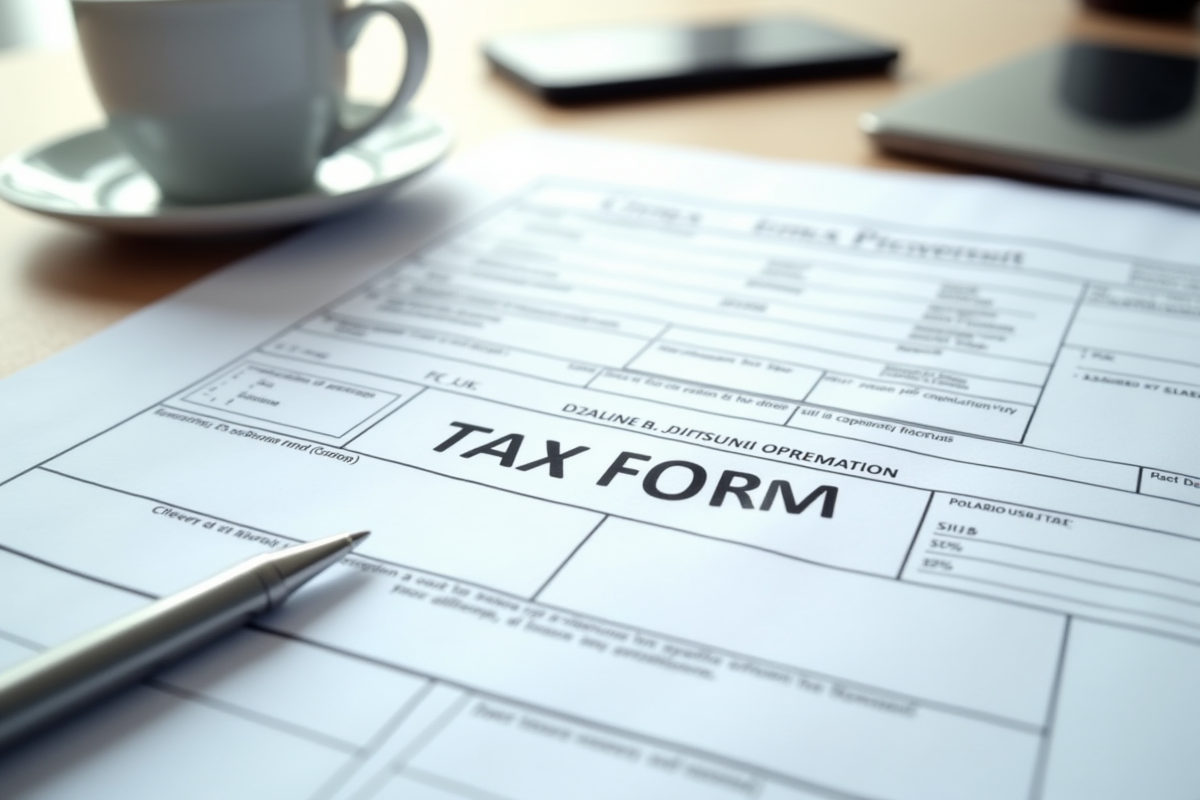 Formulaires administratifs et documents fiscaux sur un bureau lumineux