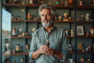 figurines de collection variées sur une étagère décorative