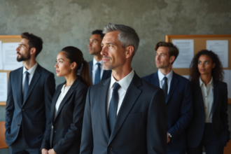 Groupe de professionnels divers dans un bureau moderne