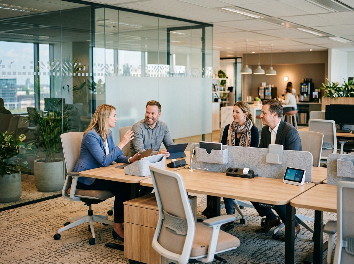 Groupe de professionnels en réunion dans un bureau moderne