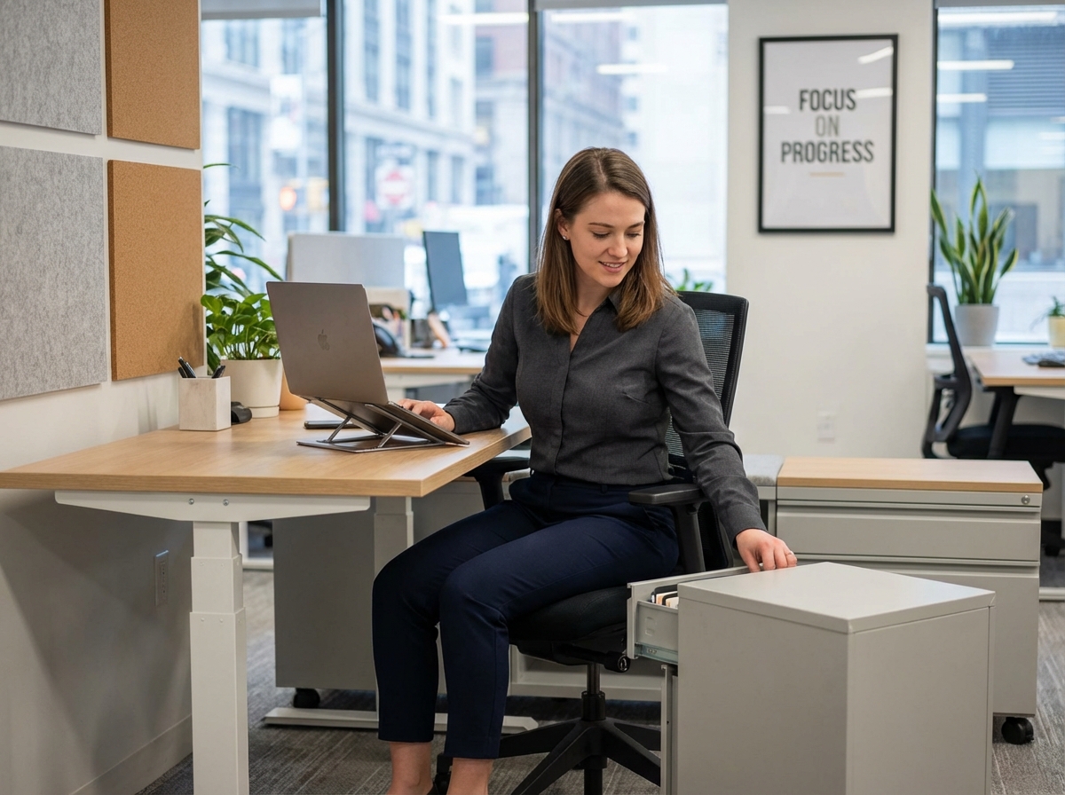 Jeune femme professionnelle utilisant un ordinateur dans un espace de travail