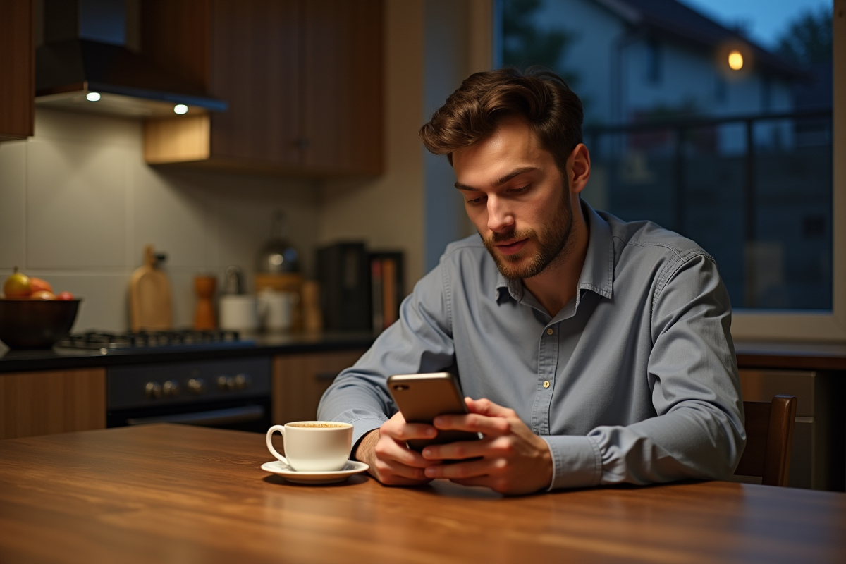 Jeune homme dans la cuisine en train d