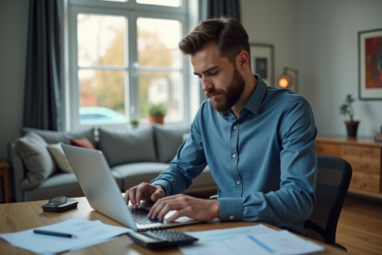Jeune homme en télétravail dans un bureau moderne