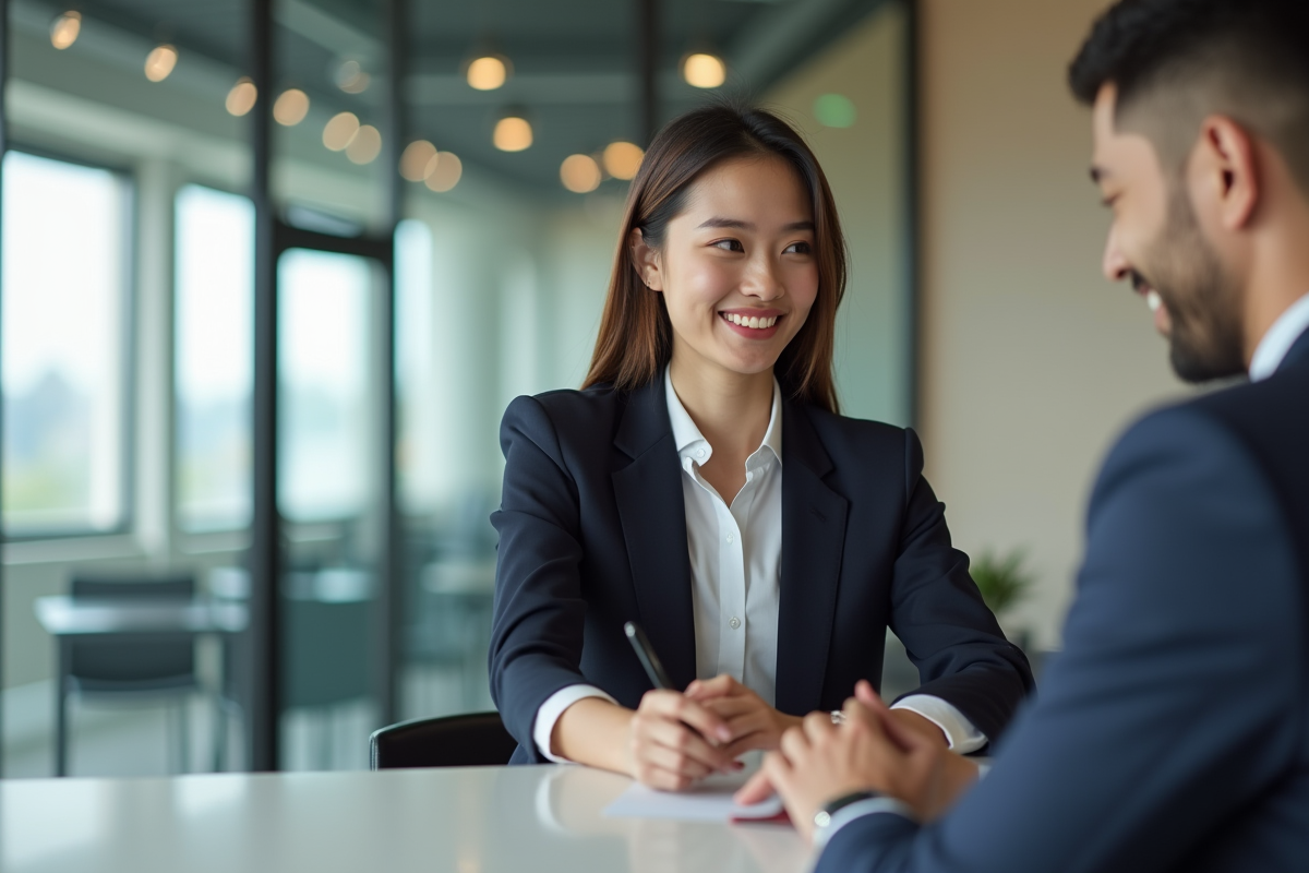 Jeune professionnel accueillant des clients à la réception