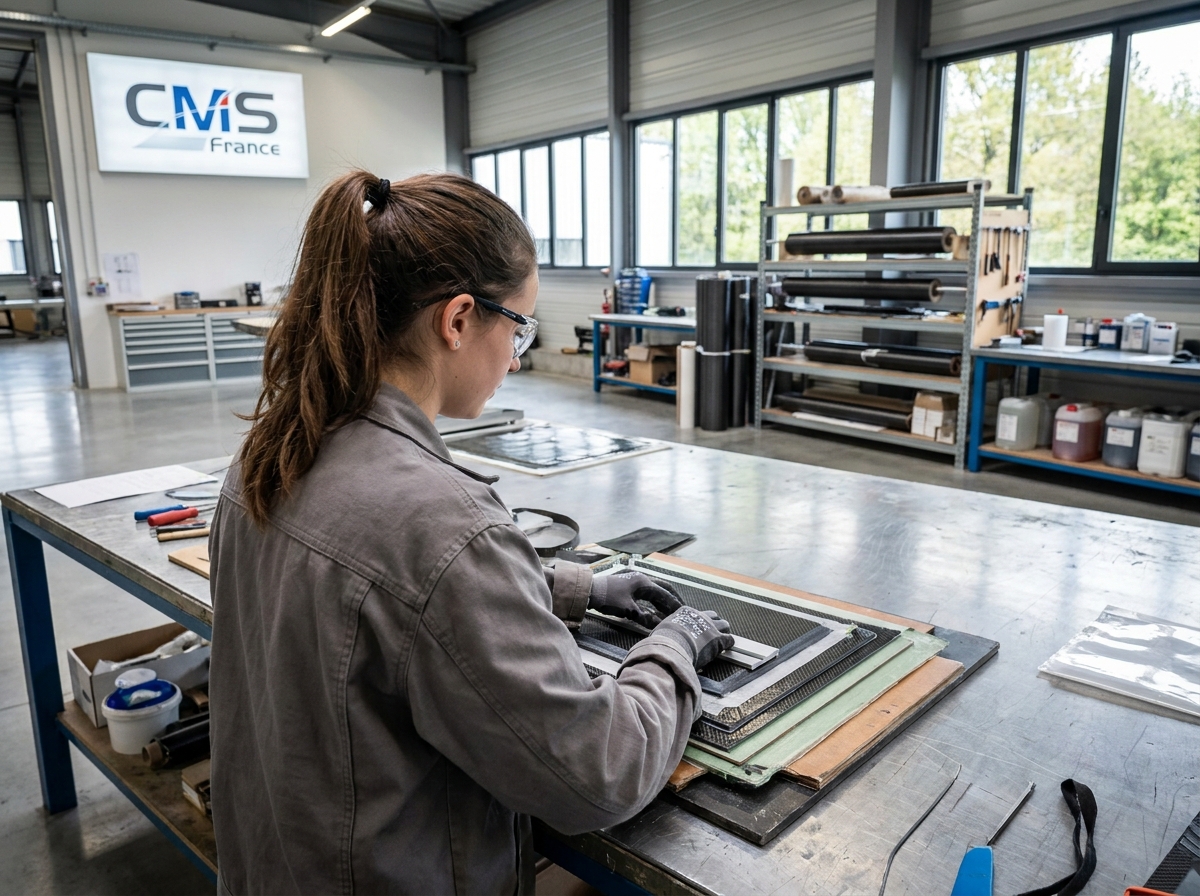 Jeune technicien assemblant des composants composites dans l
